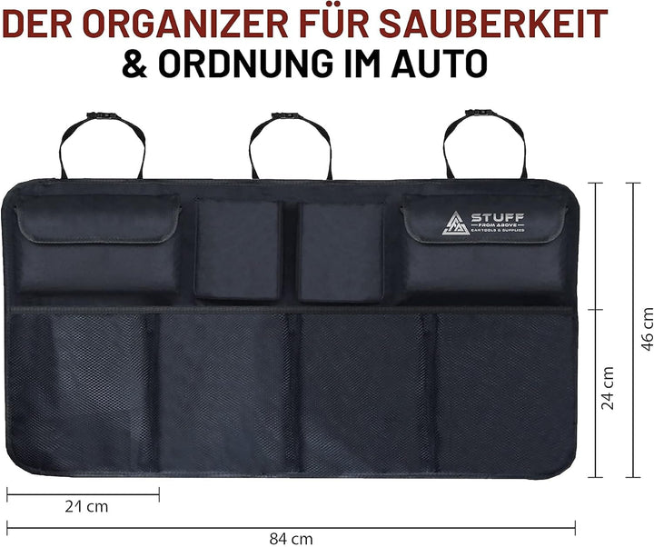 Auto Organizer für den Kofferraum - Perfekter Halt durch starken Klett an Rückseite - [84x46cm] - Ko