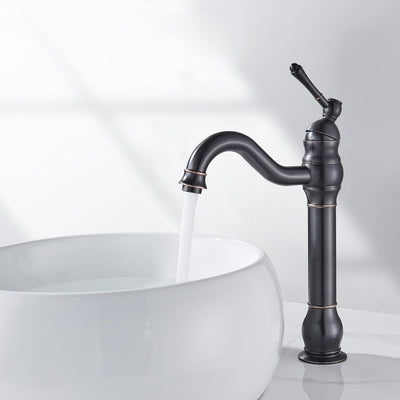 Rozin Wasserhahn Bad Schwarz Retro Hoch Waschtischarmatur 360°Schwenkbar Einhebel Waschbecken Armatu