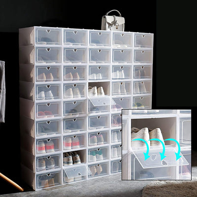 SABUIDDS Schuhboxen 20er Set Schuhkartons Durchsichtig Schuhaufbewahrung mit Deckel Aufbewahrungsbox
