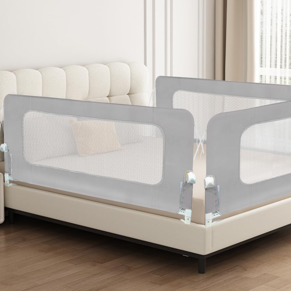 OHMG Bettgeländer,Sicherheitsgitter für Kinder,Sicherheitsgitter für Bett,höhenverstellbar,tragbar,B