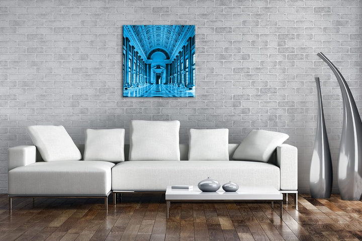 grosse Halle des Kapitols in Havanna Format: 40x40 Effekt: Monocrome Blau als Leinwandbild, Motiv fe