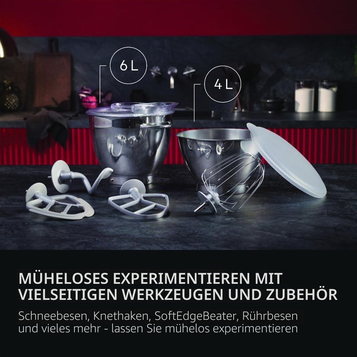 AEG Küchenmaschine KM7-1-4BPT, 1200 W, 10 Geschwindigkeitsstufen, Perlschwarz