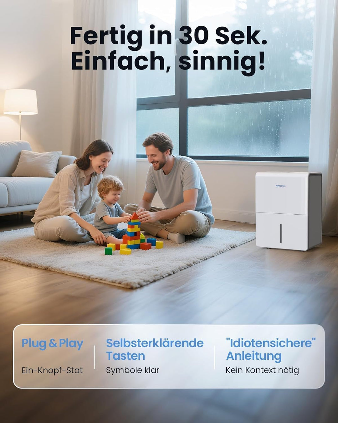 Newentor Luftentfeuchter elektrisch 25L, Entfeuchter elektrisch keller, Raumentfeuchter elektrisch,