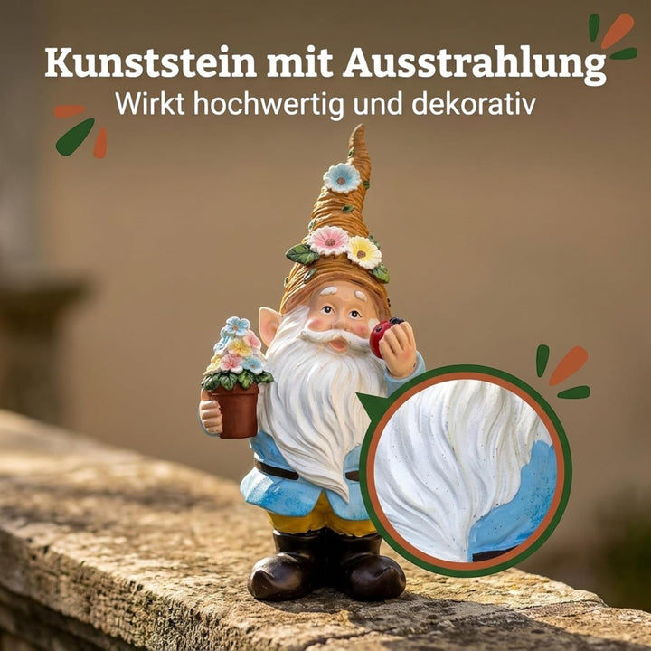 MIJOMA Gartenzwerg Gartengnom GNOME Dwarf Garten Dekoration Gartendeko Wichtel Zwerg für den Garten