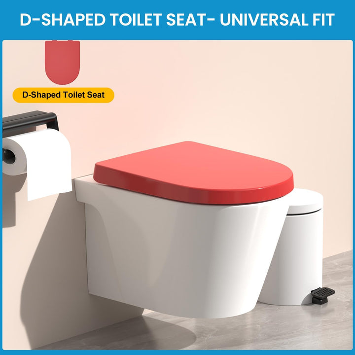 YEAUPE PRO Toilettendeckel mit Absenkautomatik D Form, WC-Sitz einfache Montage, Klodeckel abnehmbar
