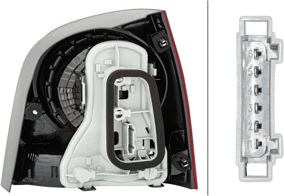 HELLA 2VA 965 303-071 Heckleuchte - Glühlampe - glasklar/rot - links - für u.a. VW Polo (9N_), Links