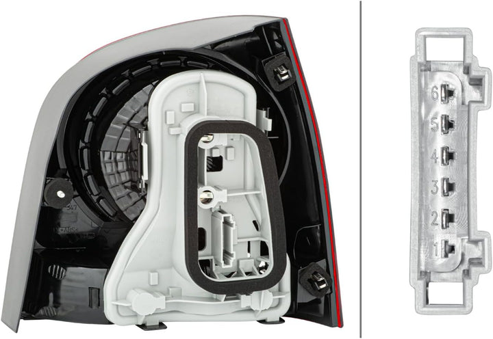 HELLA 2VA 965 303-071 Heckleuchte - Glühlampe - glasklar/rot - links - für u.a. VW Polo (9N_), Links
