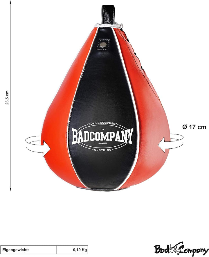 Profi PU Boxbirne medium schwarz/rot - PU Speedball im 6 Elementen Design