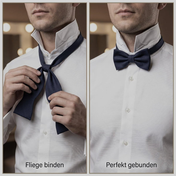 TigerTie Herren Selbstbinder Satin Fliege + Aufbewahrungsbox Blau Marine, Blau Marine