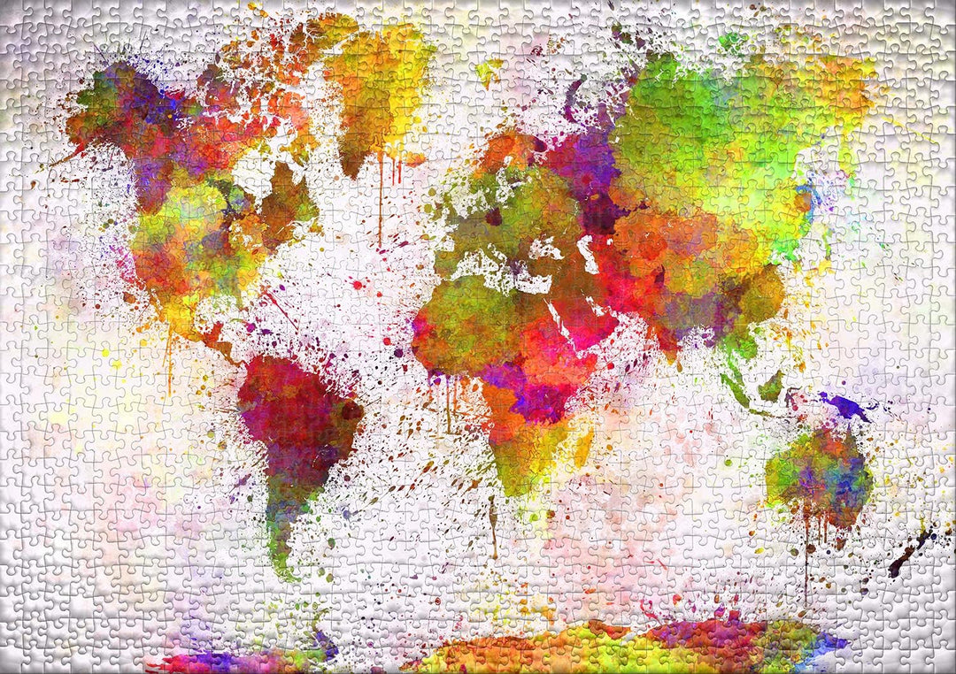 Ulmer Puzzleschmiede - Puzzle „Bunte Welt“ - Klassisches 1000 Teile Puzzle – Modernes Puzzlemotiv mi