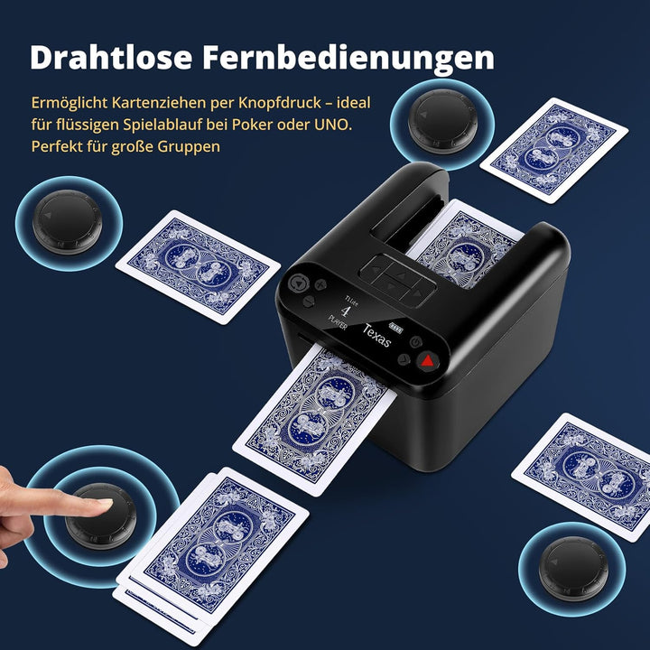 Automatischer Elektrischer Kartensendemaschine Wiederaufladbar für 1/2/3 Decks, 1–12 Spieler, 4 Rufk