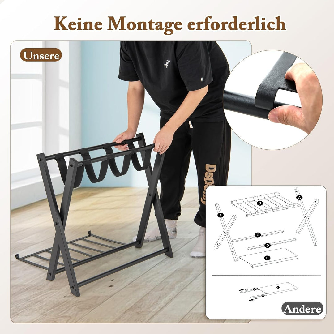 COSTWAY Kofferständer klappbar, Gepäckablage mit 2-Stöckiger Design, Kofferbock Gepäckständer Metall