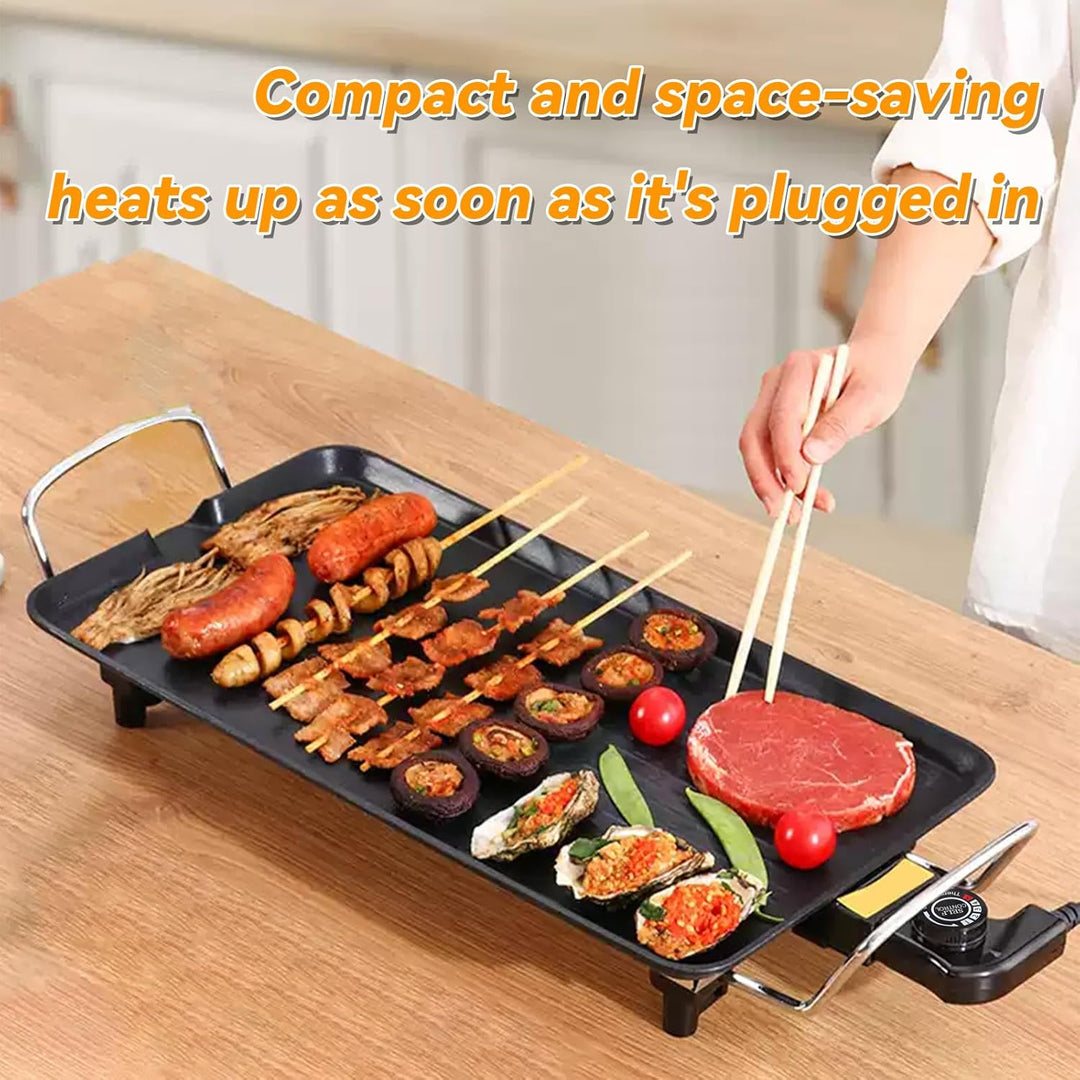 Elektrische Grillplatte, Teppanyaki Grillplatte mit Antihaftbeschichtung, 47 x 26.5 cm, 1500 Watt, S