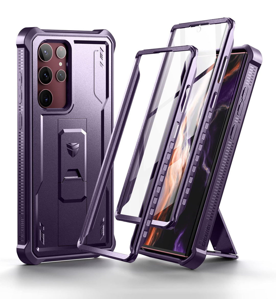 Dexnor Ganzkörperhülle hülle Samsung Galaxy S22 Ultra【Doppelter Frontrahmen & Ständer】, Stossdämpfer