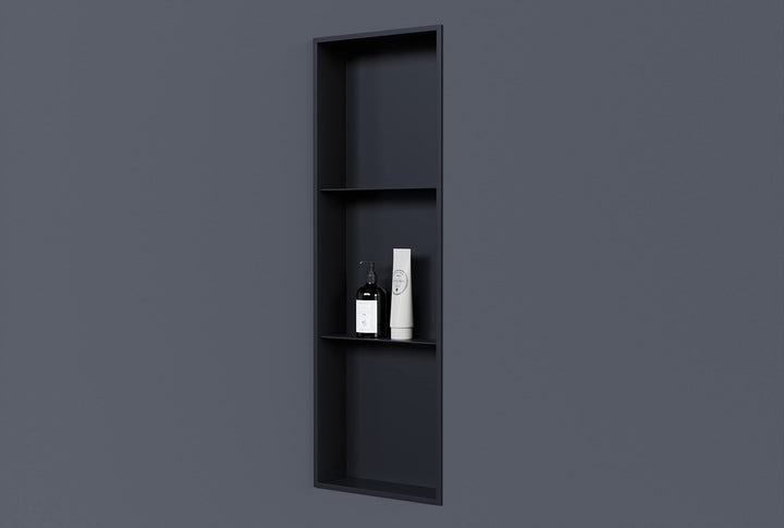 Wandnische aus Edelstahl NT309010X mit Ablagefach - 30 x 90 x 10 cm Einbauregal, flexibler Einbau- I