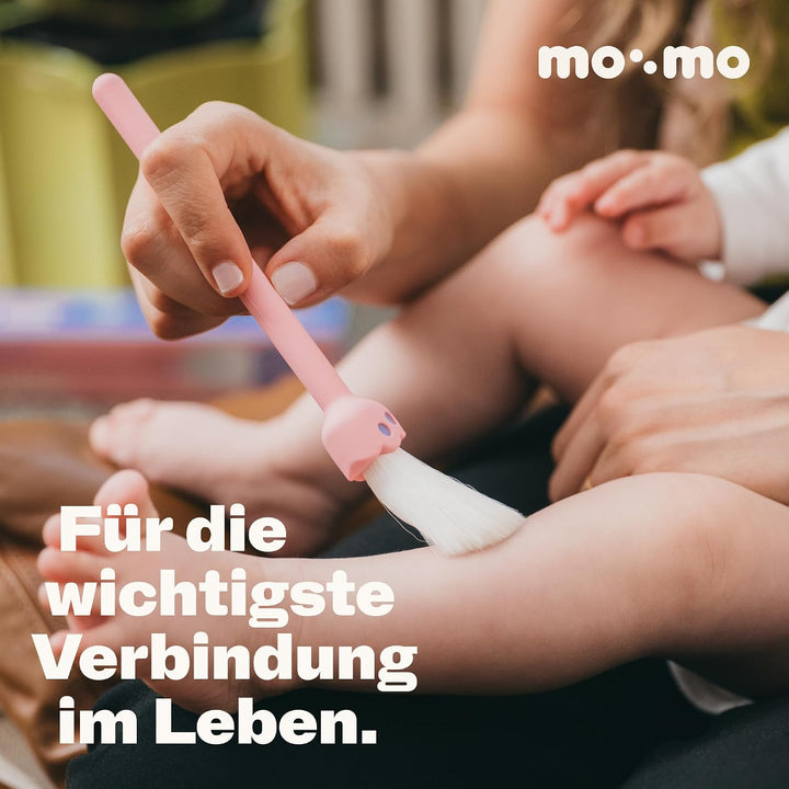 mo:mo Babypinsel &amp; Streichelpinsel Blau – Baby Erstausstattung Neugeborene – Sanfte Babybürste &amp; Sen