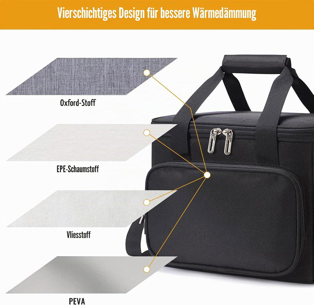 Faltbare Kühltasche 27L/15L/10L, hält Getränke &amp; Speisen 8h kalt/frisch, wasserdichte Isoliertasche