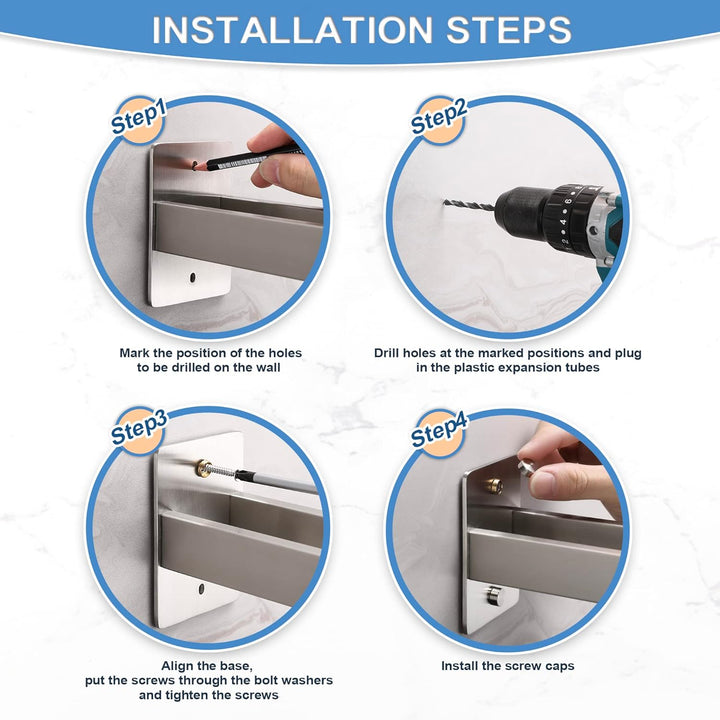 Dvocel Handtuchhalter Bohren Eckig Handtuchstange Doppelt 304 Edelstahl Silber Handtuchalterung Zwei
