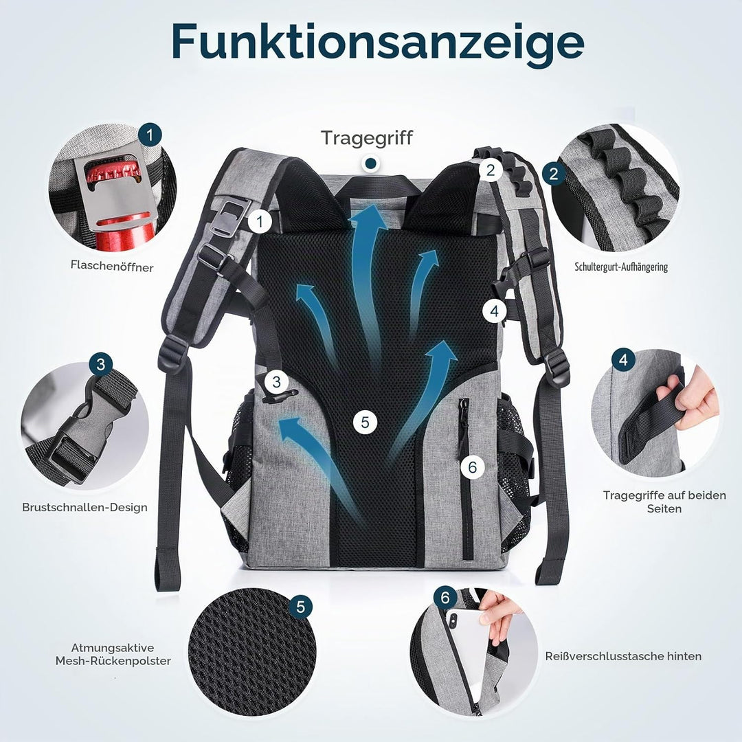DEWUR Kühlrücksack 35L Thermo Rücksack Kühltasche Wasserdichter Picknickrücksack mit Flaschenöffner