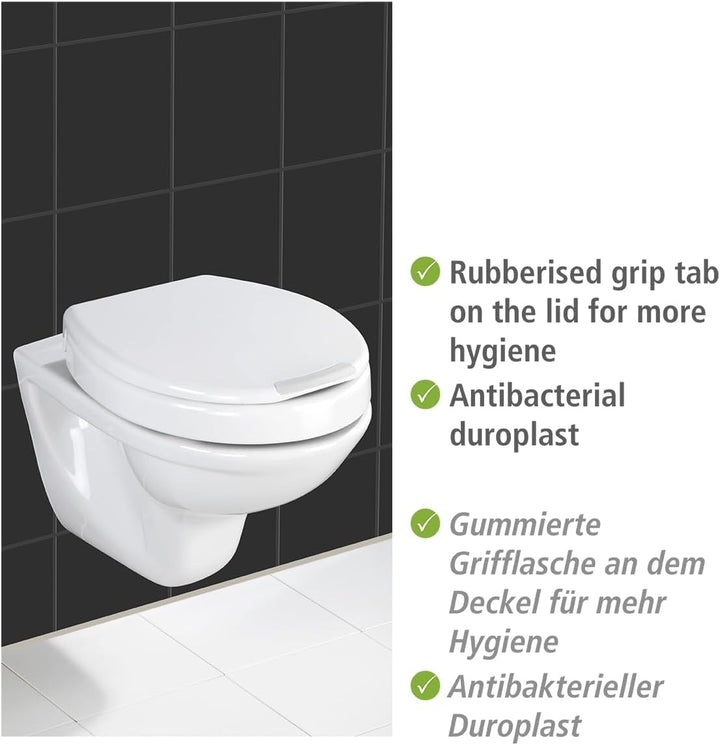 WENKO WC-Sitz Secura Comfort bis 200 kg Tragkraft, Hygiene-Toilettensitz mit 5 cm Sitzflächenerhöhun