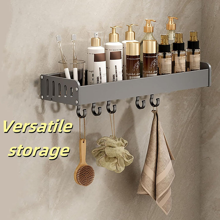 Wandregal Küche ohne Bohren 40/50cm Gewürzregal Wand mit Haken Küchenregal hängend Aufbewahrung Gewü