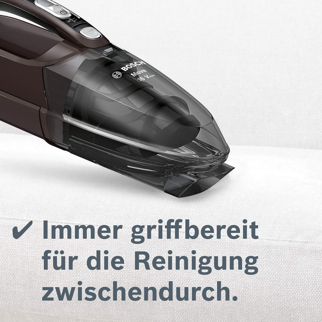 Bosch Handstaubsauger Move Lithium 16V max BHN16L, Akku-Staubsauger, ideal für Polster und Auto, beu