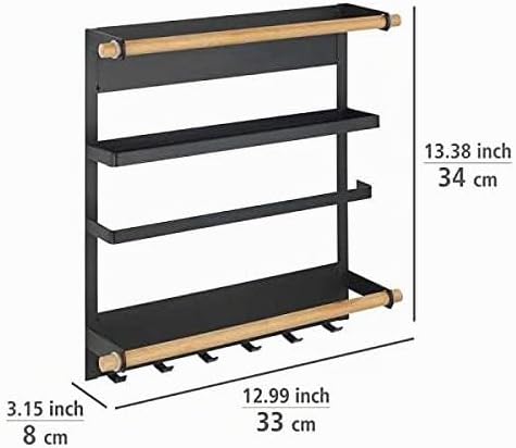 WENKO Küchenregal Magna, Schwarz, Regal mit Küchenrollenhalterung, Schwarz