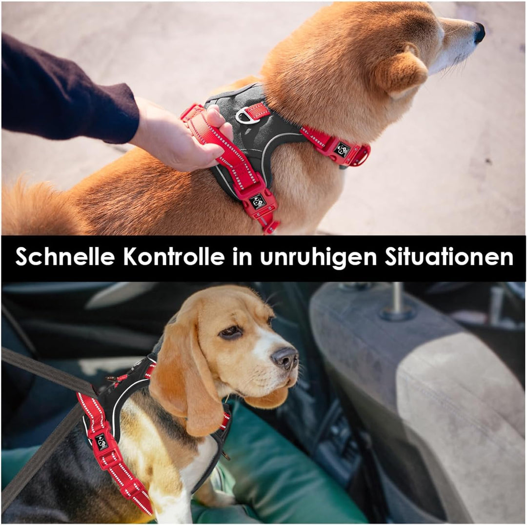 PHOEPET Anti-Zug Hundegeschirr - Reflektierendes Verstellbares Welpen-Sicherheitsgeschirr für kleine