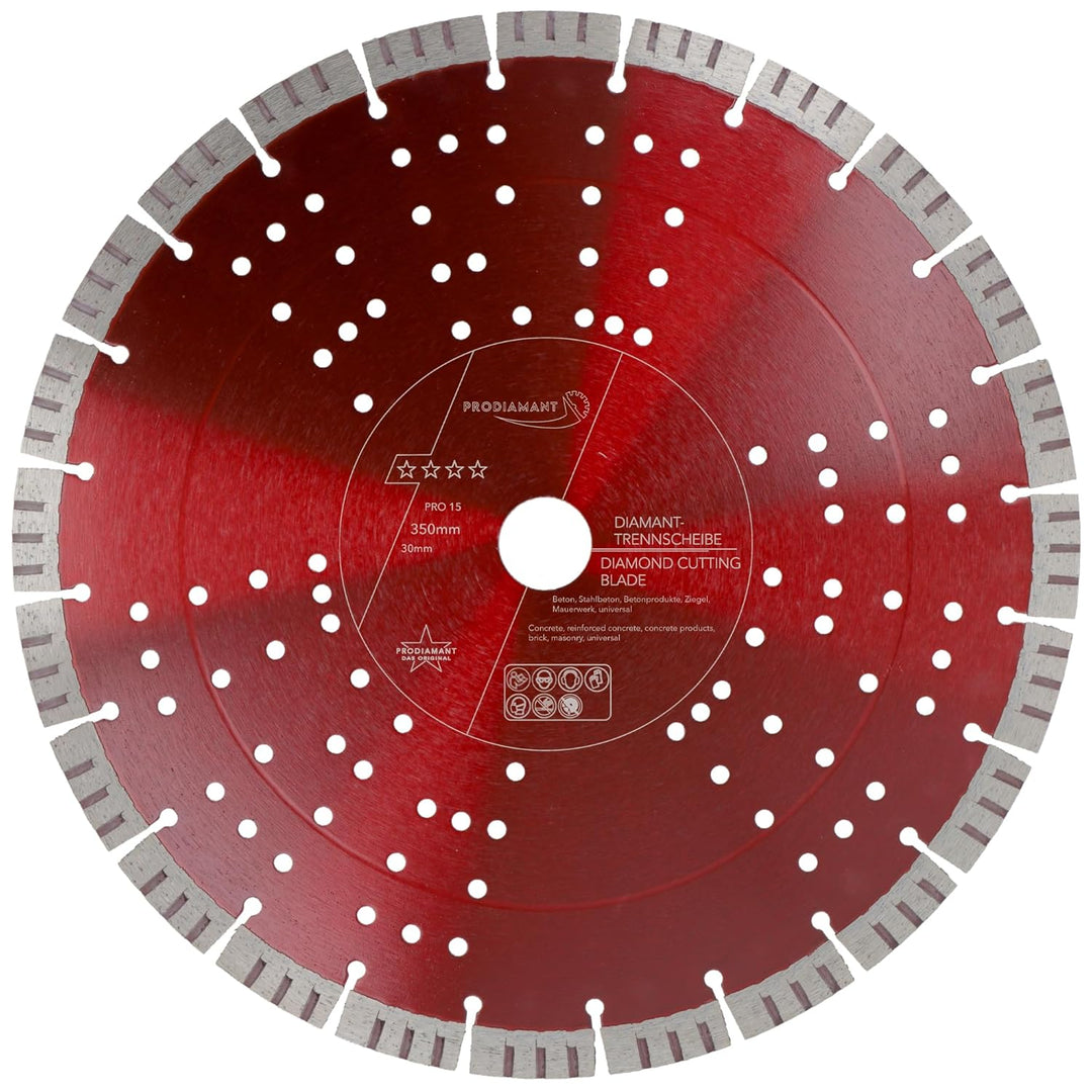 PRODIAMANT Turbo Diamant-Trennscheibe Beton 350mm x 30 mm Segmenthöhe 15mm 350/30mm, 350/30mm