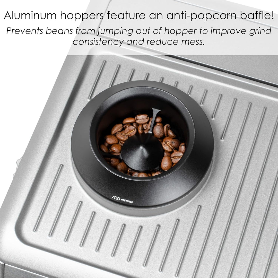 ARO Espresso™ Aluminium-Trichter mit Silikonbalg und integriertem Anti-Popcorn-Rohr, kompatibel mit