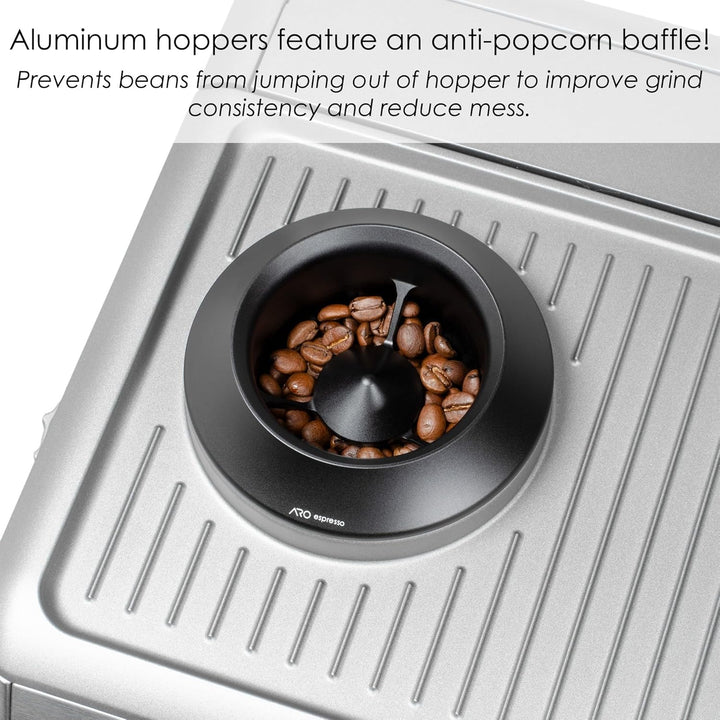 ARO Espresso™ Aluminium-Trichter mit Silikonbalg und integriertem Anti-Popcorn-Rohr, kompatibel mit