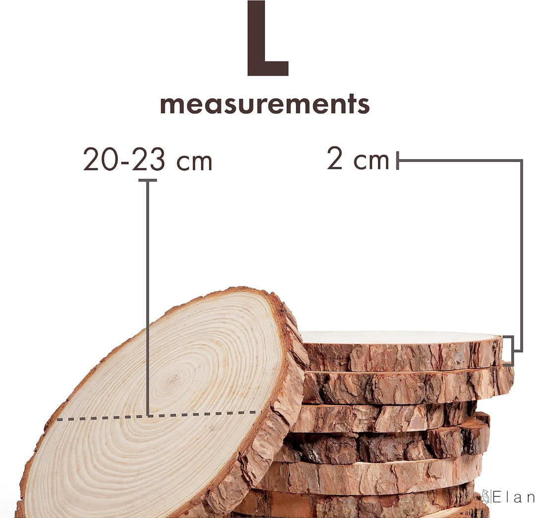 Elan Holzscheiben 20cm - 23cm Durchmesser 8 Stück, Baumstamm Scheiben, Baumscheiben Klein, holzschei