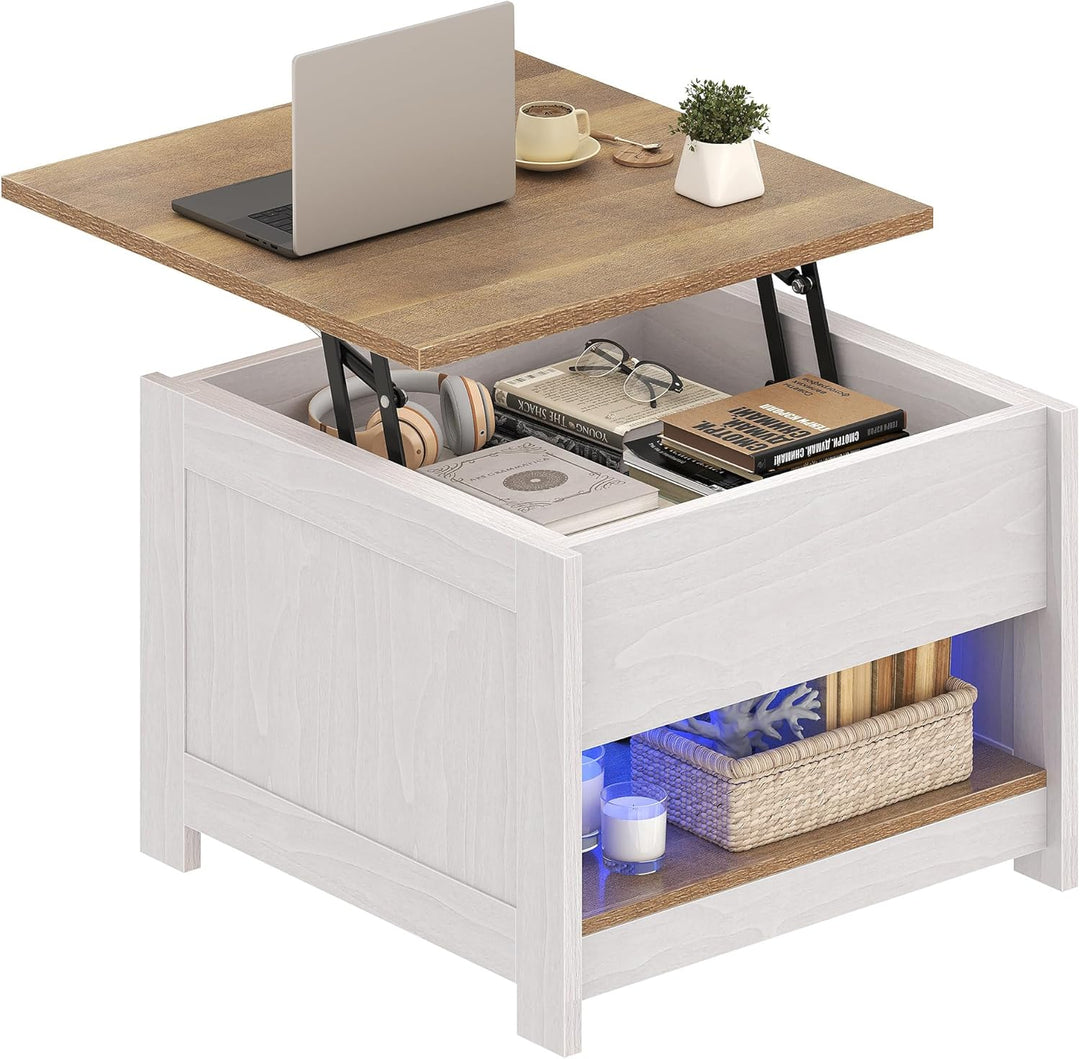 YITAHOME Couchtisch mit Hebeplatte, Quadratisch Couchtisch Höhenverstellbar, Wohnzimmertisch Modern