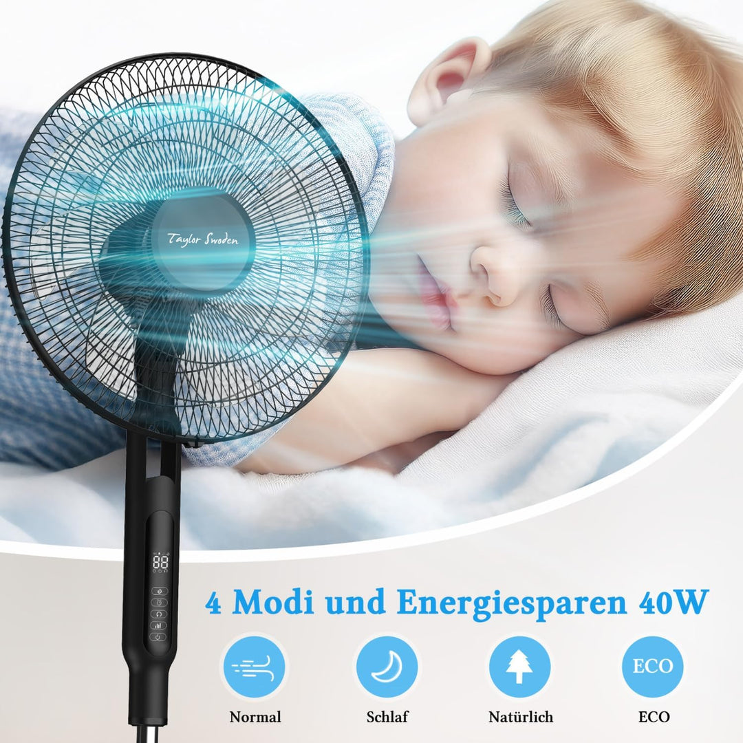 Taylor Swoden Ventilator Leise, 25DB DC Standventilator mit Fernbedienung, 12H Timer, 28 Geschwindig