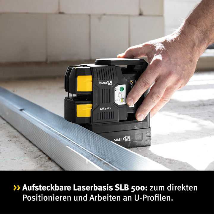 STABILA 12-V-System Kreuzlinienlaser grün LAX 500 G, selbstnivellierend, mit Lotpunkten, max. Reichw