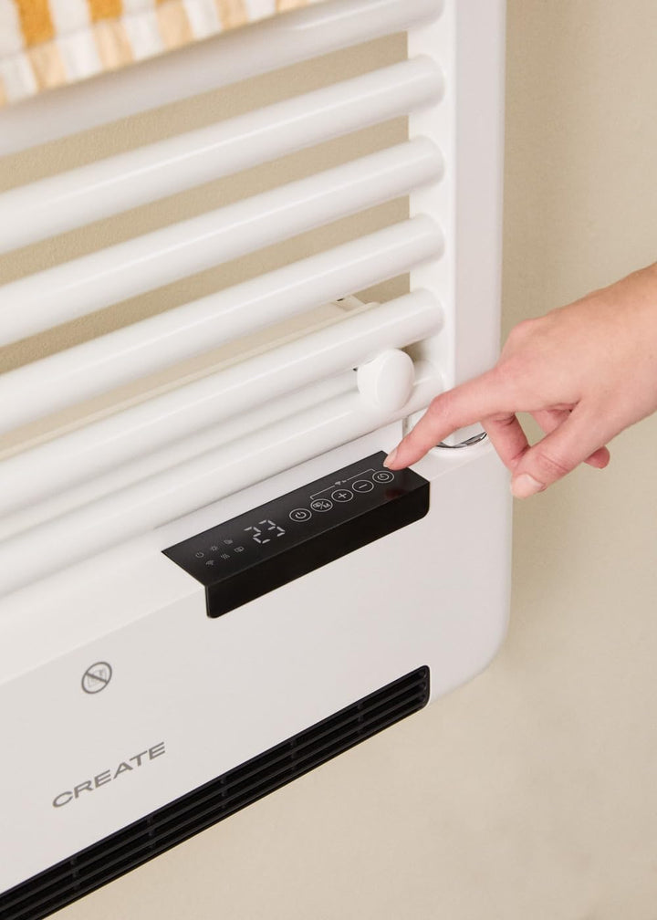 CREATE / WARM Towel Advance/Elektrischer Heizkörper mit Handtuchwärmer und WLAN, Weiss / 51,5x11x115