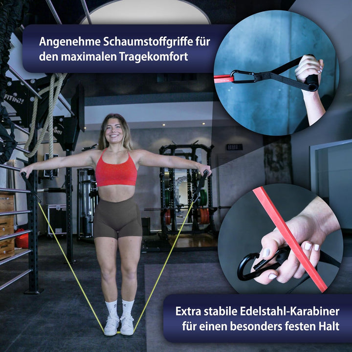POWERFUL-X Widerstandsbänder mit Türanker und Handgriffen, Resistance Bands, Fitnessbänder für Kraft