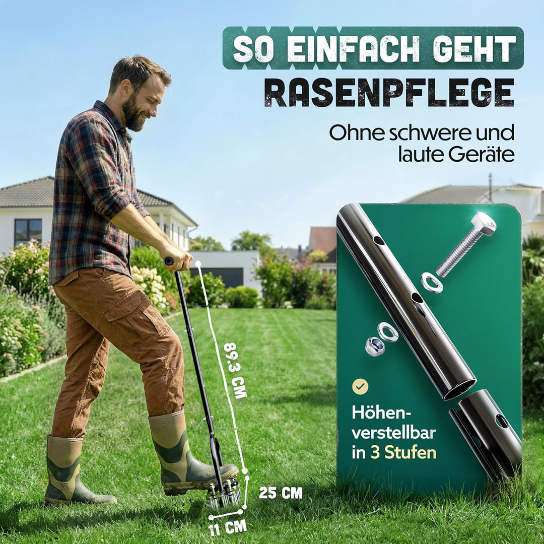 Rasenlüfter Pro | Innovative Aerifiziergabel | Rasenbelüfter Vertikutierer und Aerifizierer für Rase