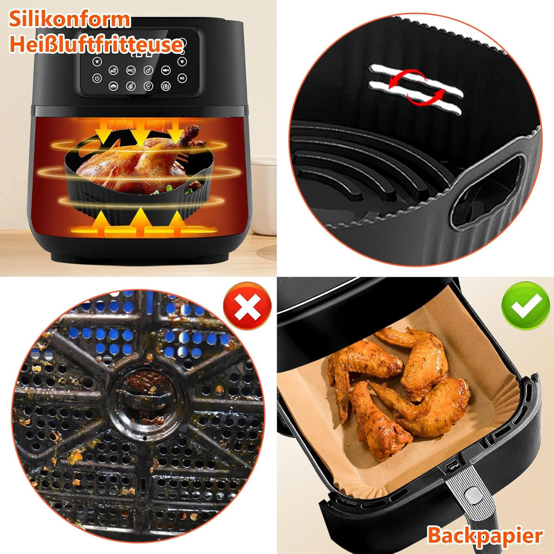4PCS 22CM Heissluftfritteuse Zubehör - Airfryer Zubehör für Ninja AF180EU Max Pro 6,2 L, COSORI 5,5L