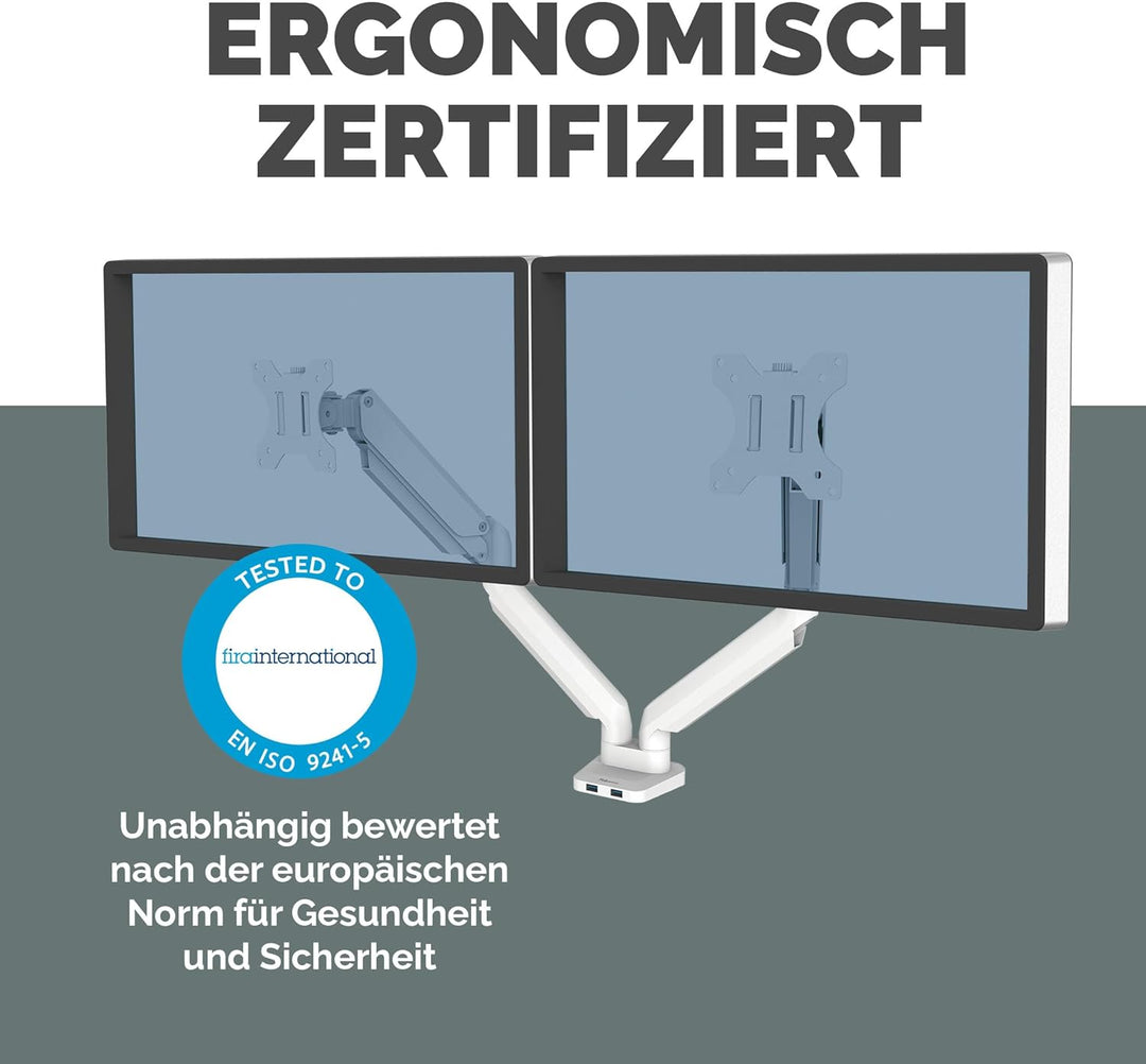 Fellowes Monitor Halterung für 2 Monitore bis je 32 Zoll (81,28 cm) - Platinum Series Monitor Arm mi