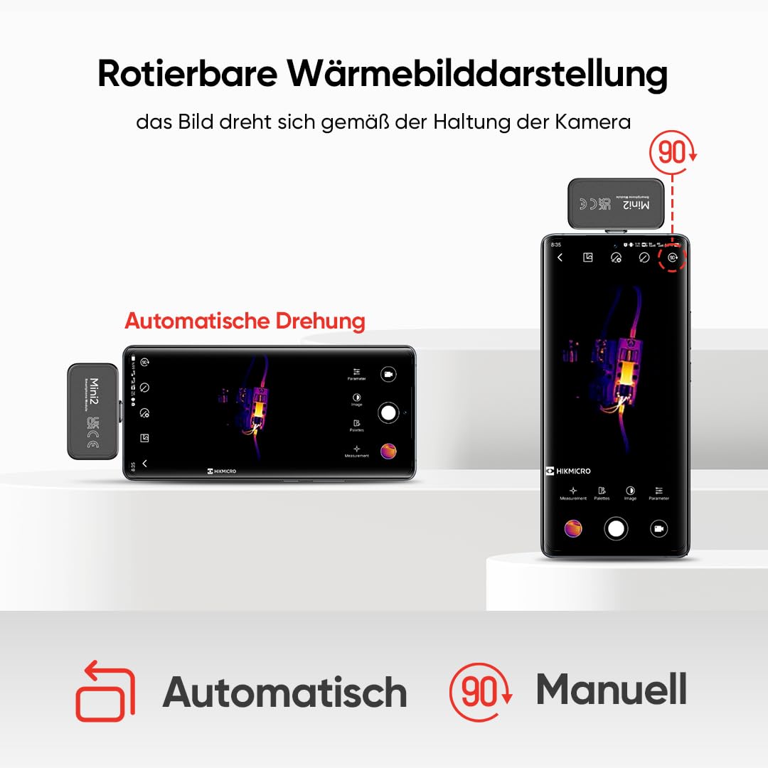 HIKMICRO Mini2 Wärmebildkamera Android, 256 x 192 IR-Auflösung, Wärmebildkamera 25 Hz Bildfrequenz,