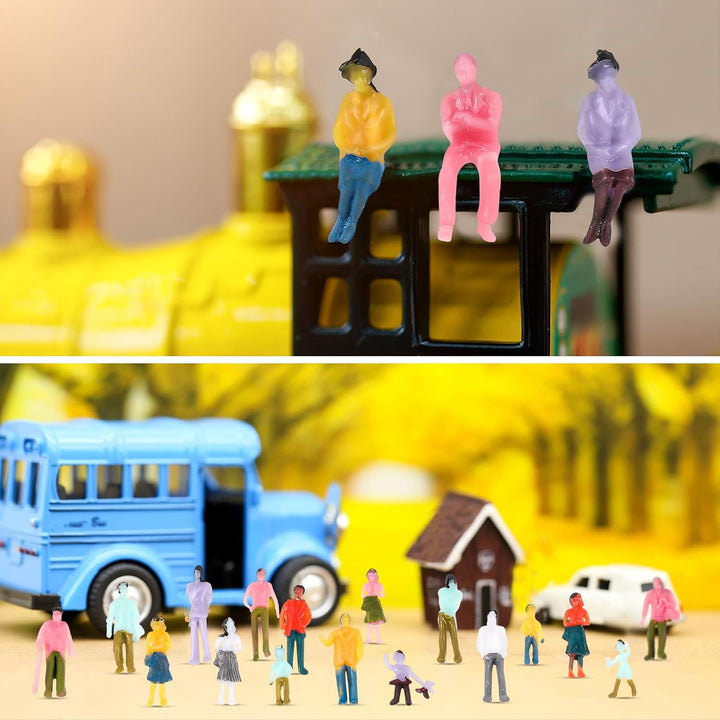 Namalu Miniatur Figuren 1:100 Massstab, Bemaltes Architekturmodell aus Kunststoff Sitzende und Stehe