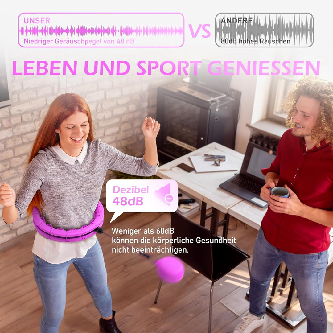 JLoibao Smart Hula Hoop Reifen Erwachsene Zum Abnehmen, 24-Stufiger Infinity Hula-Hoop (77-132cm) Mi