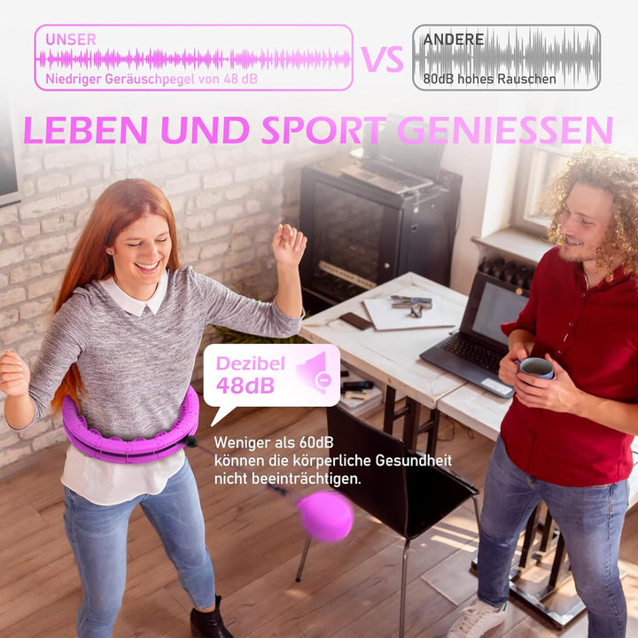 JLoibao Smart Hula Hoop Reifen Erwachsene Zum Abnehmen, 24-Stufiger Infinity Hula-Hoop (77-132cm) Mi