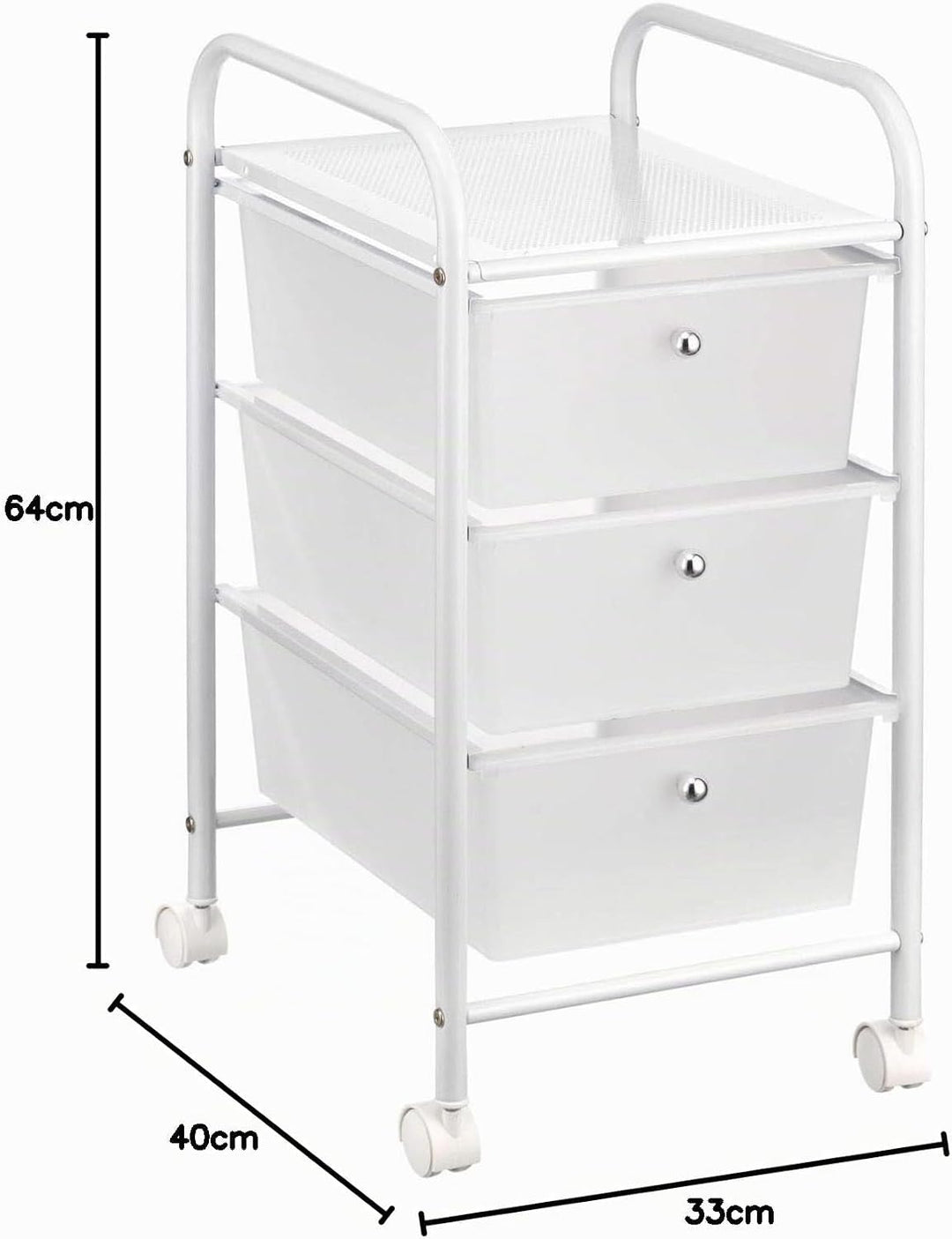IDIMEX Badregal Rollwagen Rollcontainer GINA, mit 3 transparenten Schubladen und Metallgestell in we