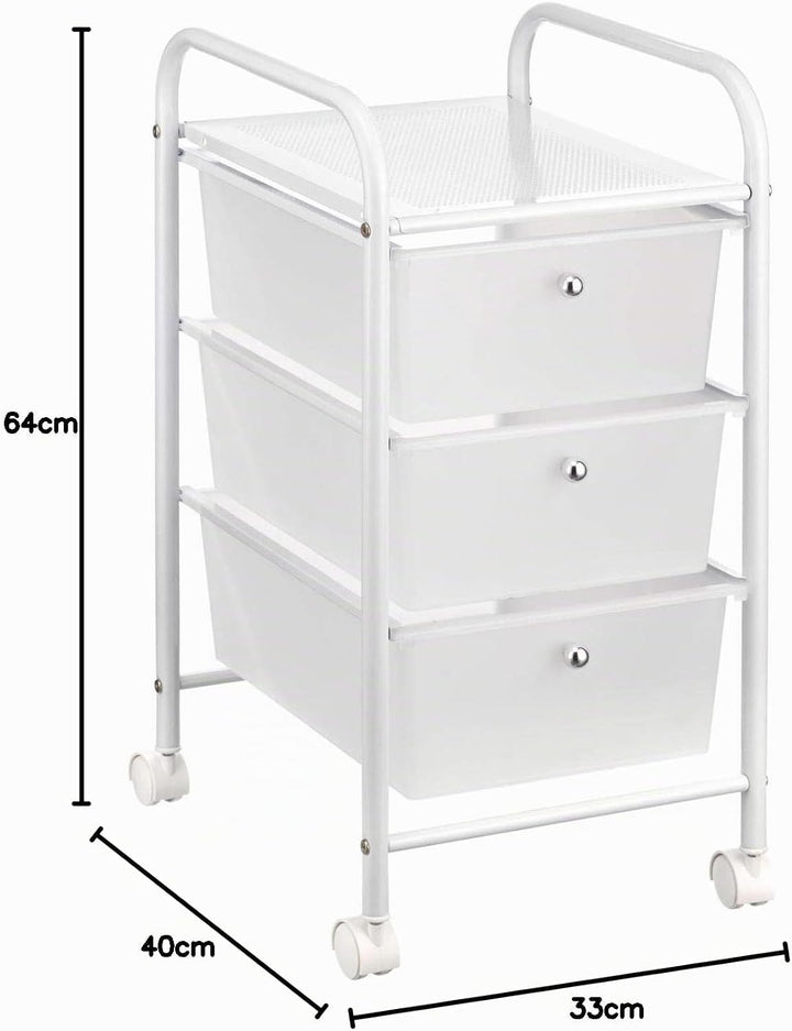 IDIMEX Badregal Rollwagen Rollcontainer GINA, mit 3 transparenten Schubladen und Metallgestell in we