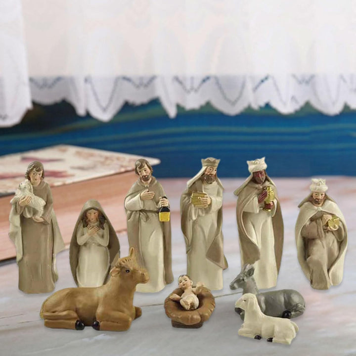 Generisch Krippenfiguren - Kunstharz Krippenszene Dekoration,Weihnachtliche Tischdekoration Figuren