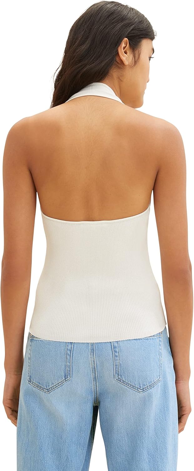 TOM TAILOR Denim Damen Basic Neckholder Top M 10348 - Gardenia White, M 10348 - Gardenia White