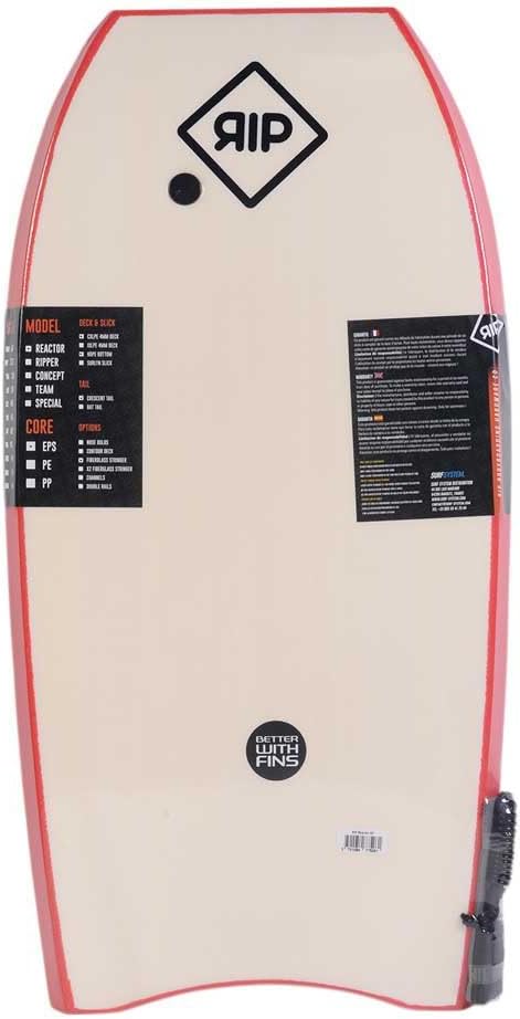 RIP Bodyboard – RIP Reactor EPS 40 + Flat Leash – 6 Farbkombinationen, CXLPE 4 mm Deck, Crescent Tai