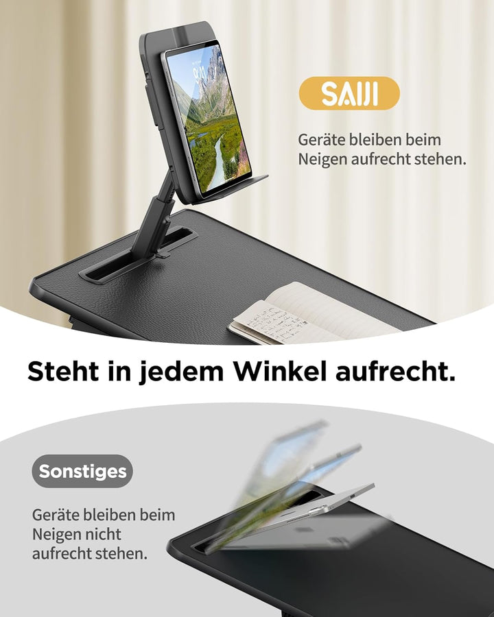 SAIJI Laptop Tisch [Premium XXL Extra Gross] mit Höhenverstellbarem Lesepult, Vielseitig Einsetzbare